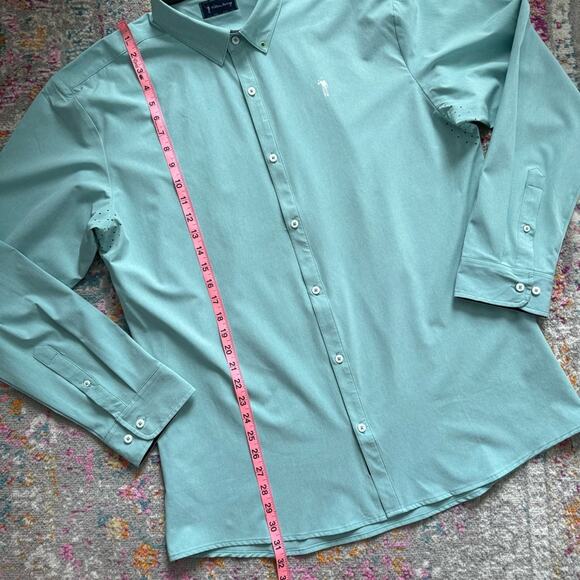 William Murray Teal Light Mint Long Sleeve Button Down Golf Shirt Men’s Size XL - Picture 4 of 8